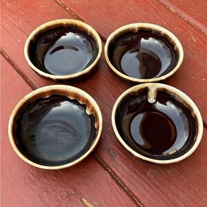 Pfaltzgraff Vintage Gourmet Brown Drip Glaze Stoneware 4 Set Soup Dessert Bowls